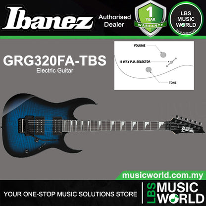 Ibanez GRG320FA Poplar Body Electric Guitar with HH Pickup and Bound Purpleheart Fretboard