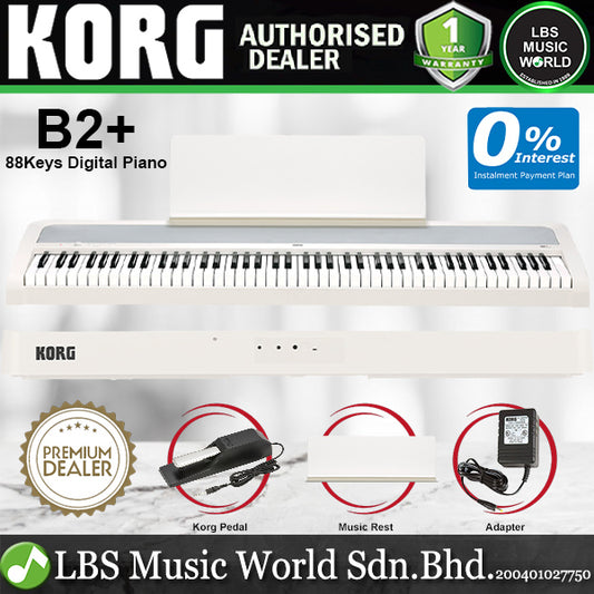 Korg B2+ 88 Keys Digital Piano with Metronome 12 Sounds Built In Speaker White (B2 Plus)