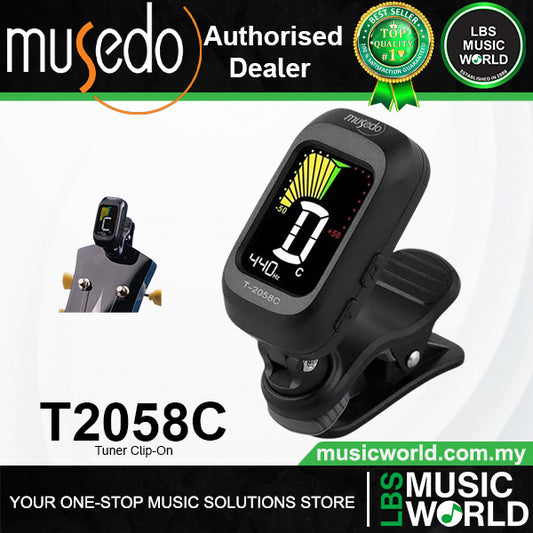 Musedo T-2058C Digital Tuner for Chromatic Bass Guitar Violin Ukulele Tuning Clip On - Black (T2058C)