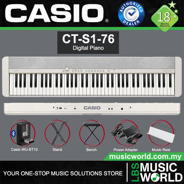 Casio CT-S1-76 76 Key Portable Digital Piano with Bluetooth (CTS1 76)