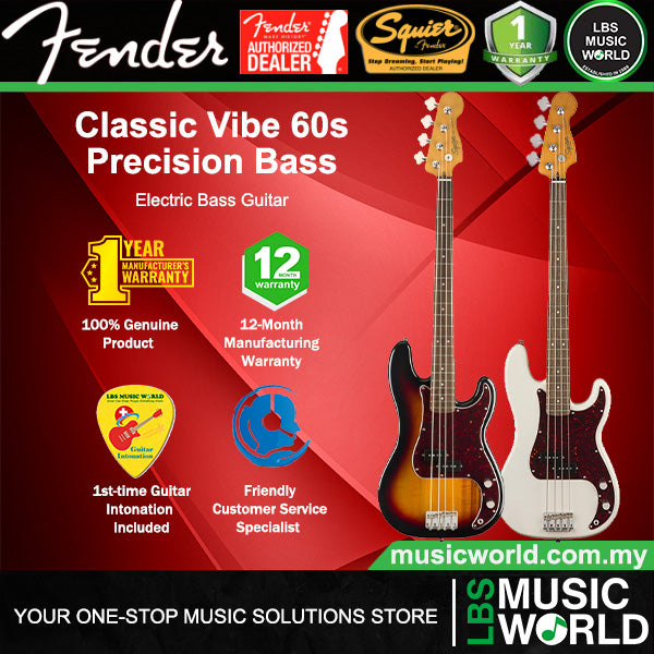 Squier by Fender Classic Vibe 60s Precision 4 Strings Electric Bass Guitar Indian Laurel Fingerboard