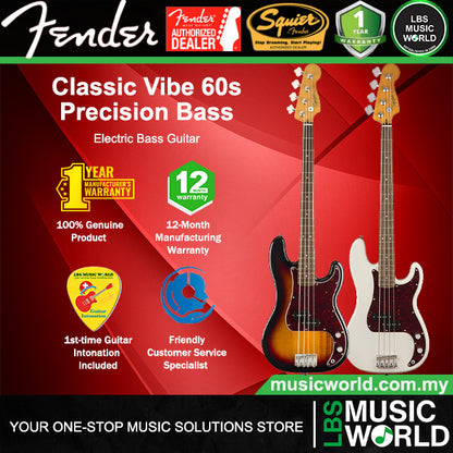 Squier by Fender Classic Vibe 60s Precision 4 Strings Electric Bass Guitar Indian Laurel Fingerboard
