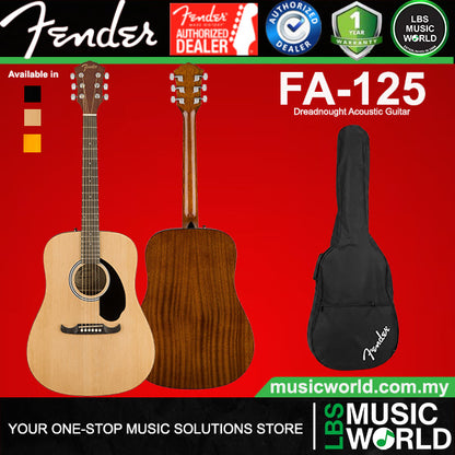 Fender FA-125 Dreadnought Spruce Top Acoustic Guitar with Fender Bag - Natural (FA125)
