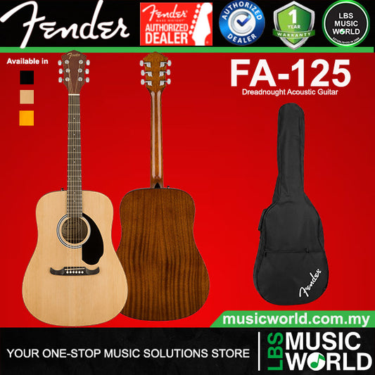Fender FA-125 Dreadnought Spruce Top Acoustic Guitar with Fender Bag - Natural (FA125)