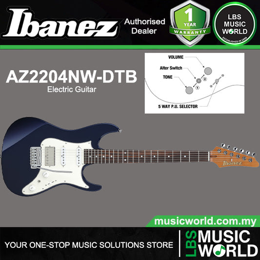 Ibanez AZ2204NW Prestige Electric Guitar With HSS Pickup And Rosewood Fingerboard - Dark Tide Blue