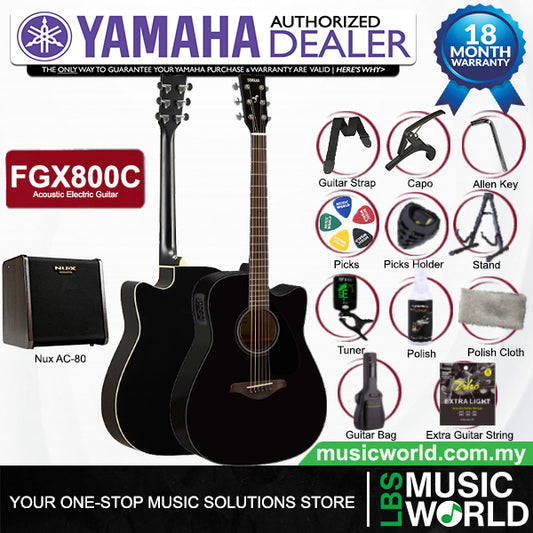 Yamaha FGX800C 41'' Solid Spruce Acoustic Electric Guitar With Pickup Black