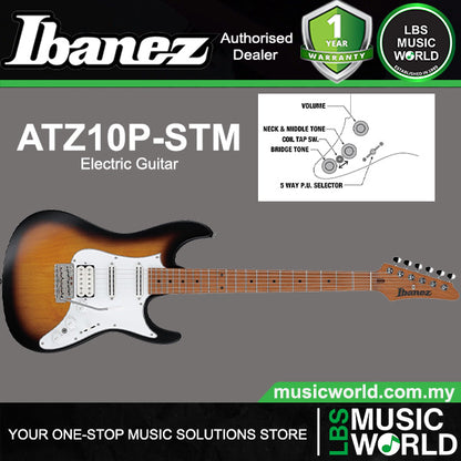 Ibanez ATZ10P-STM Andy Timmons Alder Body Electric Guitar HSS Pickup With Tremolo - Sunburst Matte (ATZ10P)
