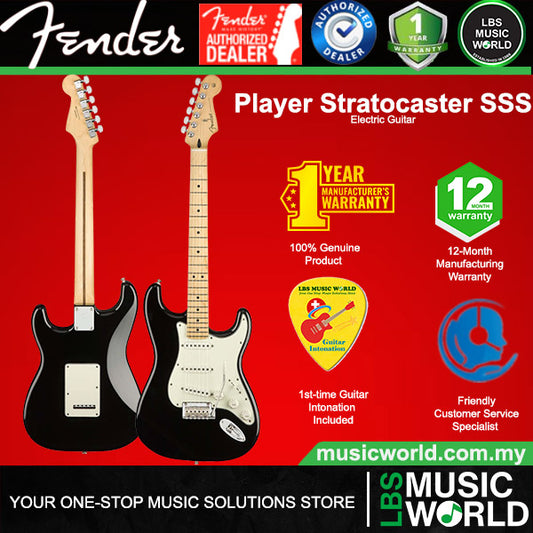 Fender Mexico Player Stratocaster Electric Guitar with Maple Fingerboard - Black