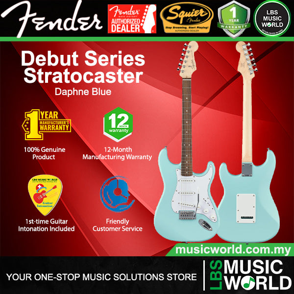 Squier by Fender Debut Stratocaster Electric Guitar with White Pickguard Laurel FB