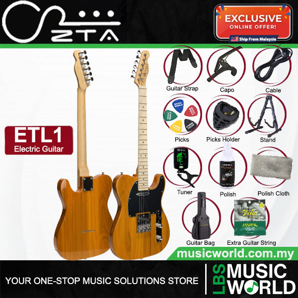 ZTA ETL1 Telecaster Electric Guitar Package with Amplifier Bundle Set
