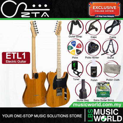 ZTA ETL1 Telecaster Electric Guitar Package with Amplifier Bundle Set