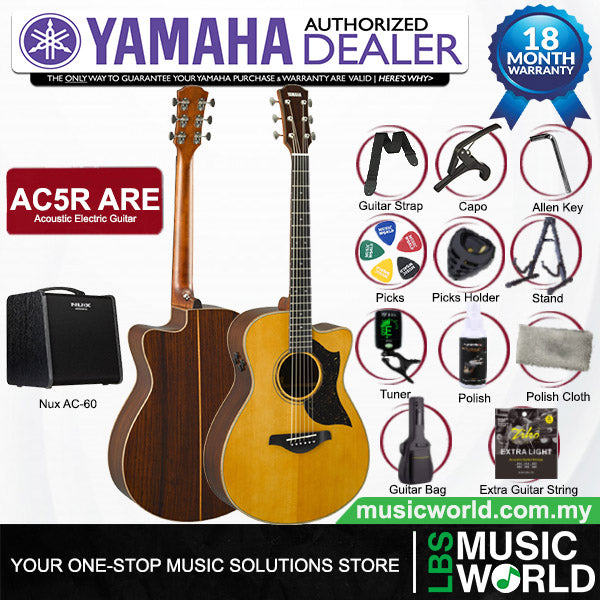 Yamaha AC5R ARE Concert Cutaway Acoustic Electric Guitar With Hard Case - Vintage Natural (Indent Order)