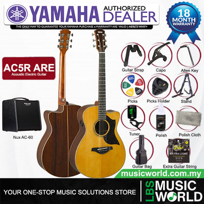 Yamaha AC5R ARE Concert Cutaway Acoustic Electric Guitar With Hard Case - Vintage Natural (Indent Order)