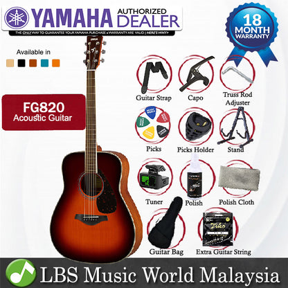 Yamaha FG820 41" Dreadnought Solid Spruce Top Acoustic Guitar