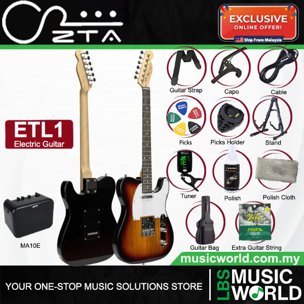 ZTA ETL1 Telecaster Electric Guitar Package with Amplifier Bundle Set