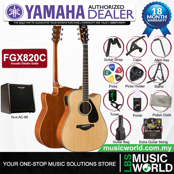 Yamaha FGX820C 41'' Dreadnought Solid Spruce Acoustic Electric Guitar With Pickup - Natural