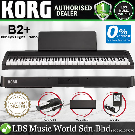 Korg B2+ 88 Keys Digital Piano with Metronome 12 Sounds Built In Speaker Black (B2 Plus)