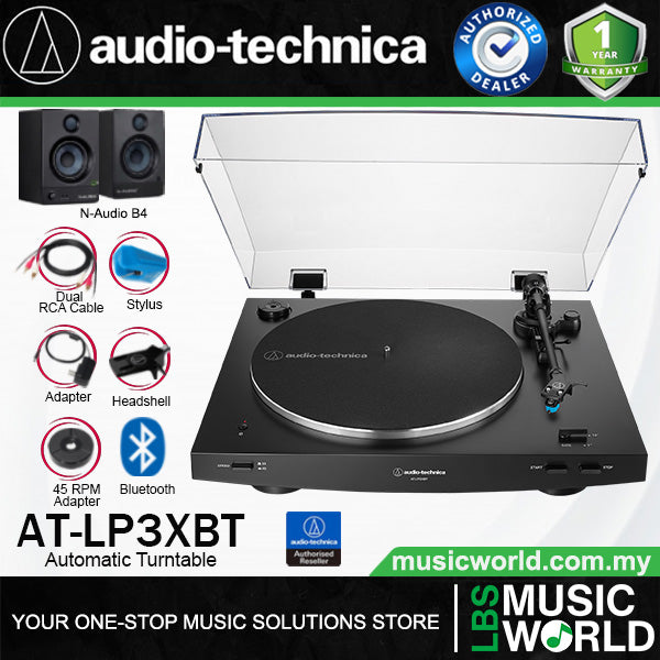 Audio Technica AT-LP3XBT Fully Automatic Belt Drive Analogue Bluetooth Turntable Black Disc Player (ATLP3XBT AT LP3XBT)