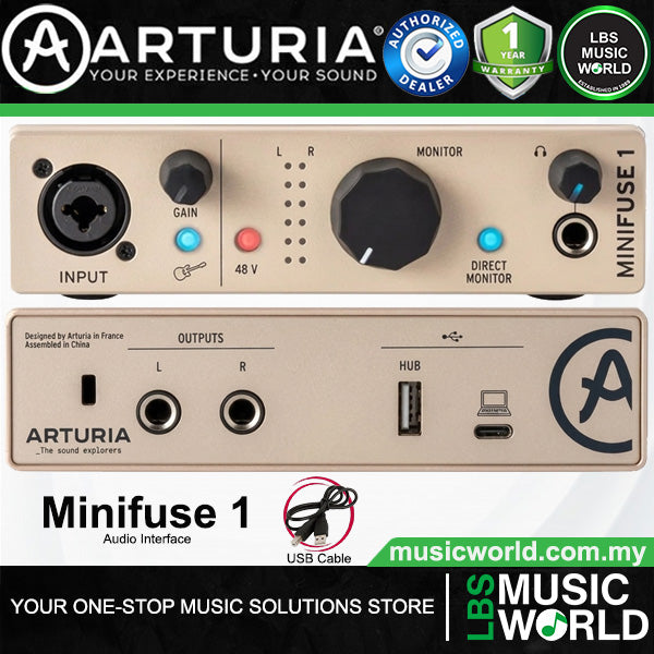 Arturia MiniFuse 1 USB C Portable Audio Interface Compatible with PC and Mac (Mini Fuse)