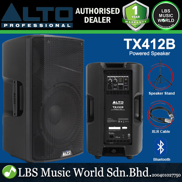 Alto Professional TX412B 12 Inch 600Watt Bluetooth Battery Powered Loudspeaker with Speaker Stand And Cable (TX 412B)