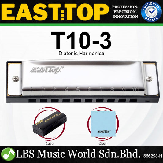Easttop T10-3 10 Holes Diatonic Stainless Steel Harmonica (T103)