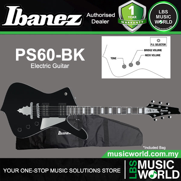 Ibanez PS60 Electric Guitar with HH Pickup and Bound Purpleheart Fretboard with Bag