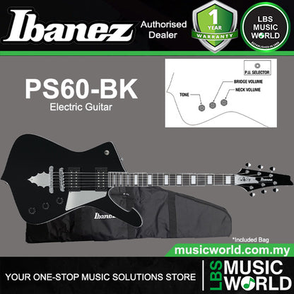 Ibanez PS60 Electric Guitar with HH Pickup and Bound Purpleheart Fretboard with Bag