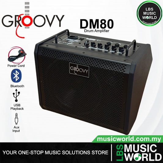 Groovy DM80 80 Watt 10 Inch Personal Monitor Electronic Drum Amplifier Speaker Amp with Bluetooth