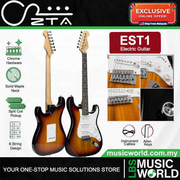 ZTA EST1 Stratocaster Electric Guitar Package Bundle Set with Tremolo