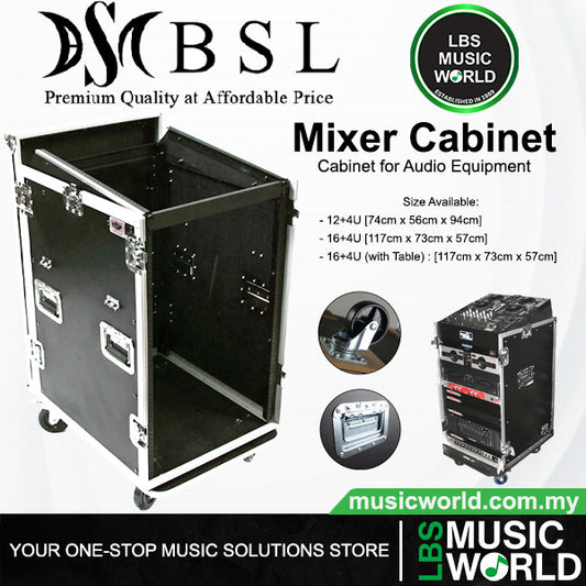 BSL 12 16 with 4U Mixer Mount Cabinet Workstation Rack for Audio Equipment (124U 164U 12 4U 16 4U)