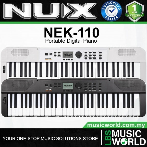 Nux NEK-110 61 Keys Portable Digital Electronic Keyboard with Touch Response and Bluetooth (NEK110 NEK 110)
