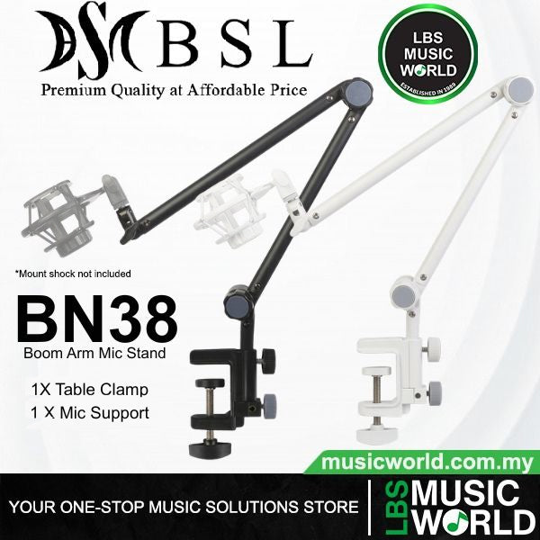 BSL BN38 Microphone Boom Arm Mic Stand with Table Mounting Clamp