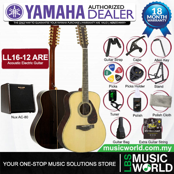Yamaha LL16-12 43'' 12 String Jumbo Solid Spruce Acoustic Electric Guitar With Pickup (LL 16)