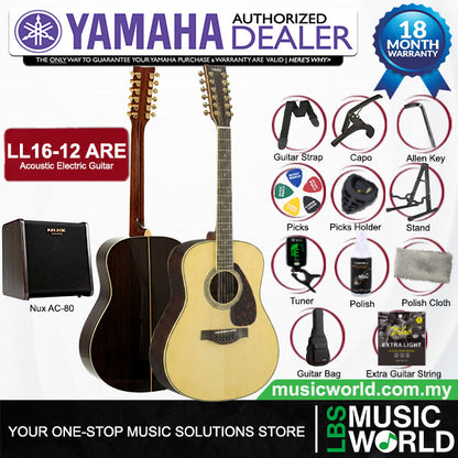 Yamaha LL16-12 43'' 12 String Jumbo Solid Spruce Acoustic Electric Guitar With Pickup (LL 16)