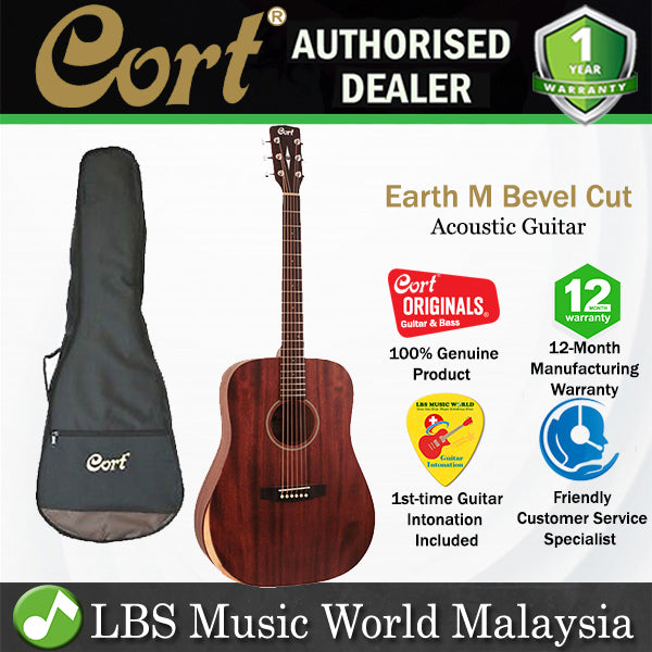 Cort Earth M Bevel Cut Dreadnought Solid Mahogany Acoustic Guitar (EarthMBevelCut)