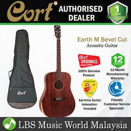 Cort Earth M Bevel Cut Dreadnought Solid Mahogany Acoustic Guitar (EarthMBevelCut)