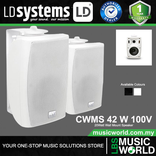 LD Systems CWMS 42 20 Watt 4 Inch Woofer 2 Wat Wall Mount Speaker or Speaker100 Volt - Pair (CWMS42 100V)