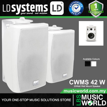 LD Systems CWMS 42 20 Watt 4 Inch Woofer 2 Wat Wall Mount Speaker or Speaker100 Volt - Pair (CWMS42 100V)