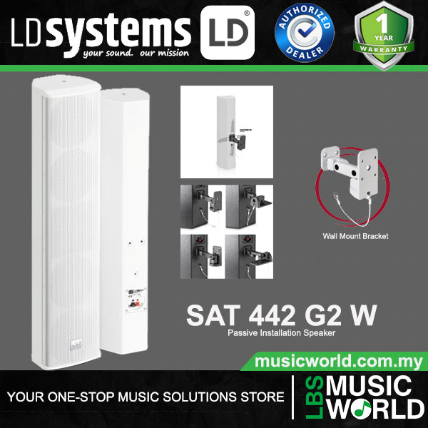 LD Systems SAT 442 G2 200 Watt 4X4 Inch Passive Installation Speaker Wall Mounted Loudspeaker (LDSAT442G2)