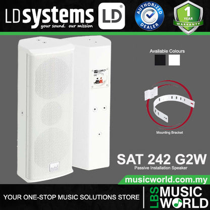 LD Systems SAT 242 G2 100 Watt 2 X 4 Inch Passive Installation Wall Mounted Loudspeaker (LDSAT242G2)