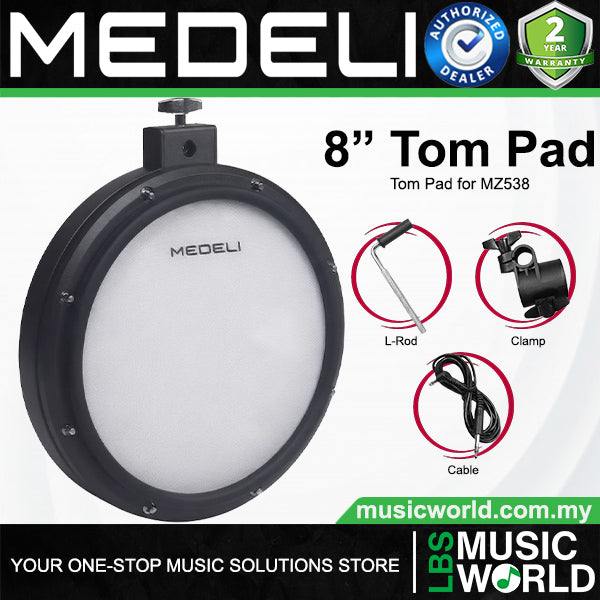 Medeli 8 Inch Tom Pad 2 Zone for MZ538 with Clamp and Cable