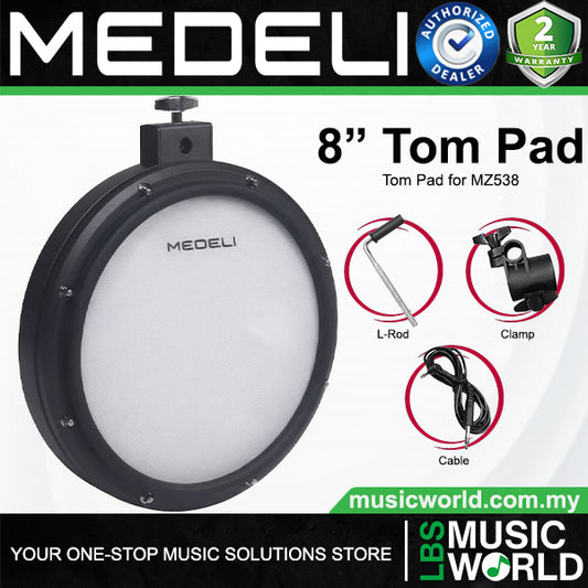Medeli 8 Inch Tom Pad 2 Zone for MZ538 with Clamp and Cable