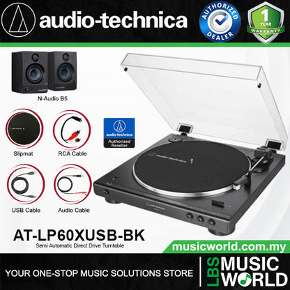 Audio Technica AT-LP60XUSB Fully Automatic USB Belt Drive Stereo Turntable Black Disc Player (ATLP60XUSB AT LP60XUSB LP60X)