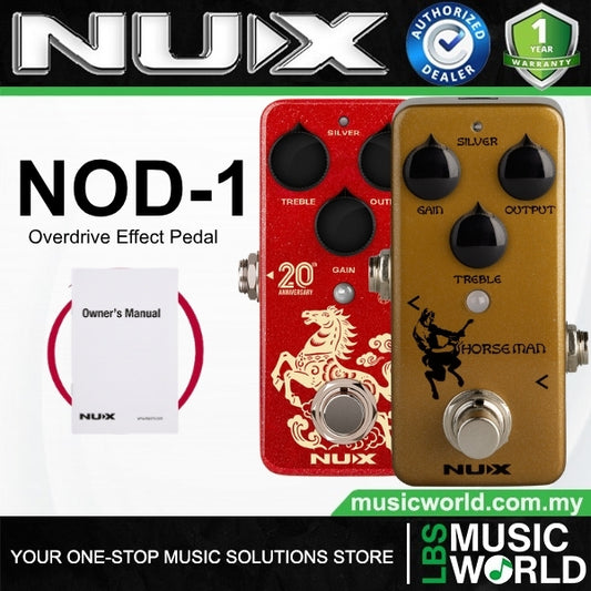 Nux NOD-1 Overdrive Guitar Effect Pedal True Bypass Gold Silver Modes (NOD1)