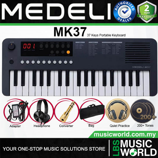 Medeli MK37 37 Key Portable Mini Keyboard Full Complete Package - Black