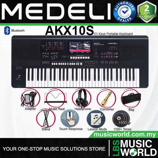 Medeli AKX10S 61 Key Professional Arranger Keyboard with Full Package - Black