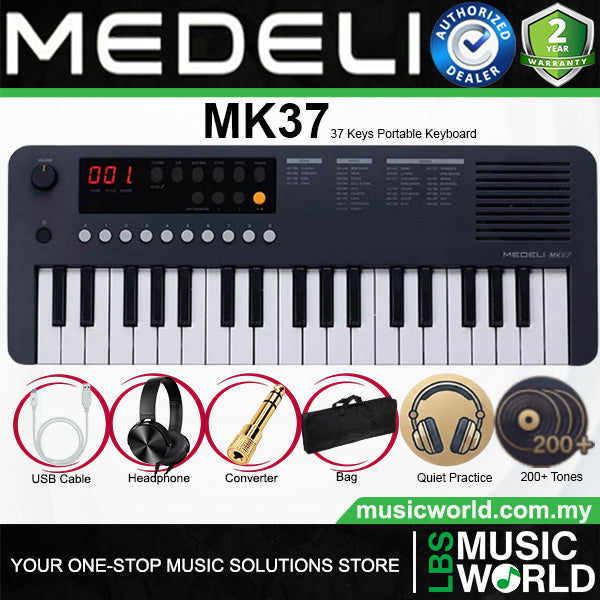 Medeli MK37 37 Key Portable Mini Keyboard Full Complete Package - Black