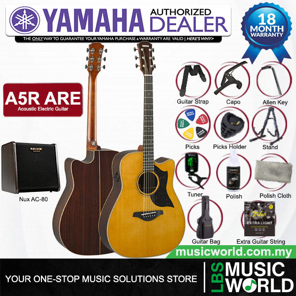 Yamaha A5R ARE Dreadnought Cutaway Acoustic Electric Guitar with Hardcase - Vintage Natural