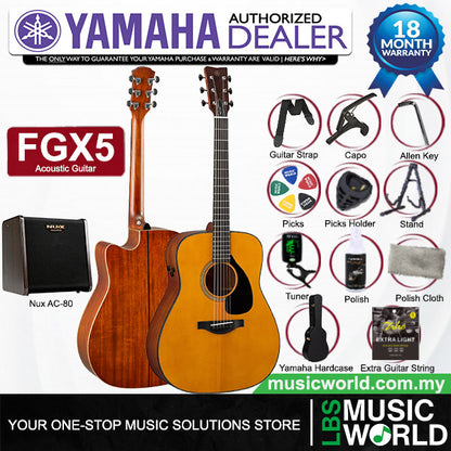 Yamaha FGX5 41" Dreadnought Solid Sitka Spruce Top Acoustic Guitar With Pickup