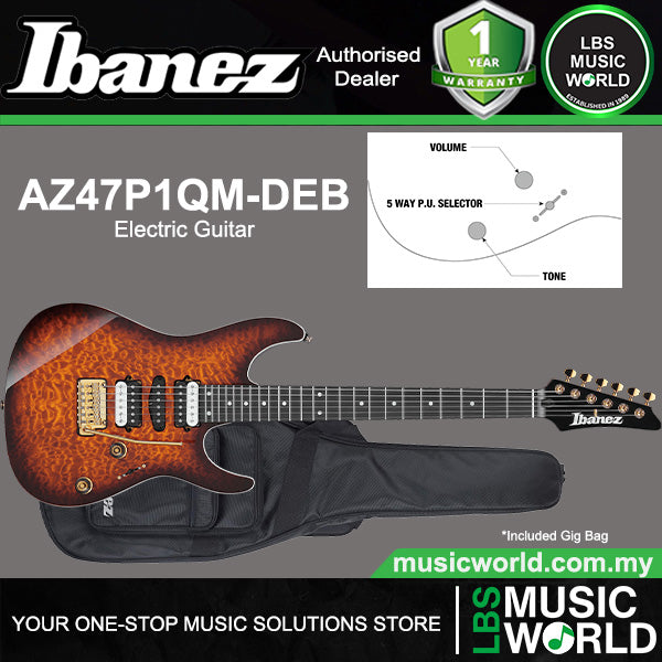 Ibanez AZ47P1QM American Basswood Top Electric Guitar with HSH Pickup and Ebony Fingerboard